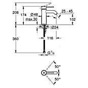 Grohe Essence New Waschtischarmatur S-Size (Ohne Zugstange, Warm Sunset, Glänzend)