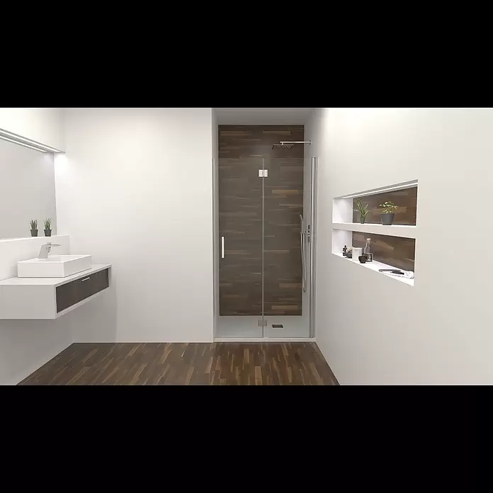 GME Mampara de ducha plegable Glass Combi 1 Esquinera - 75 x 195 cm, Plata brillo, Espesor de vidrio: 6 mm, L x An x Al: 70 x 75 (40/35) x 195 cm - Mampara de Ducha Plegable para Espacios Reducidos | Glass Plegable - GME