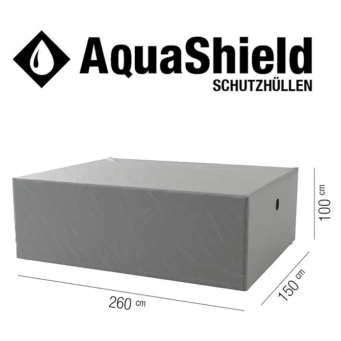 Siena Garden Sitzgruppen-Schutzhülle AquaShield - L x B x H: 260 x 150 x 100 cm, Kunststoff - Produktbild: Wasserdichte AquaShield Schutzhülle für Möbel, Abmessungen 260x150x100 cm. Schützt zuverlässig vor Wettereinflüssen.