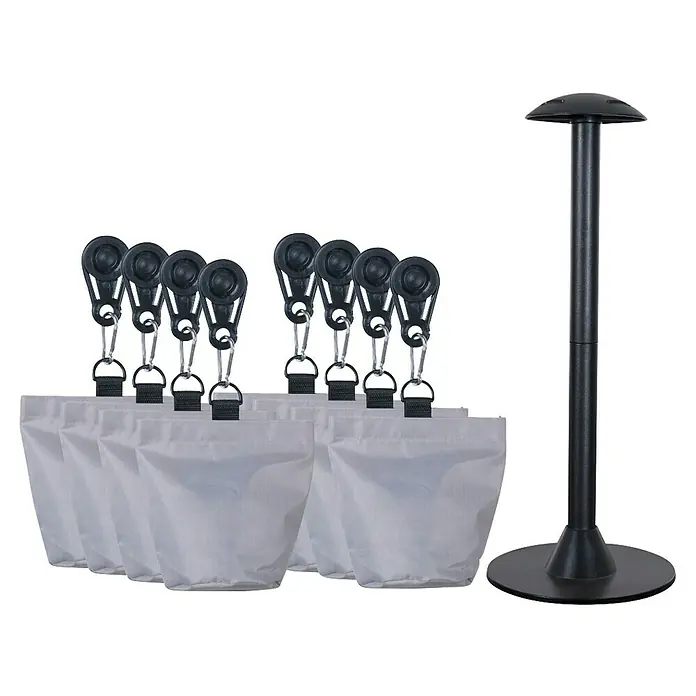 Siena Garden Abstandhalter-Set AquaShield - 9 -tlg., Polyester - Ständer mit schwarzen Rollen und weißen Säcken für eine einfache und komfortable Nutzung.