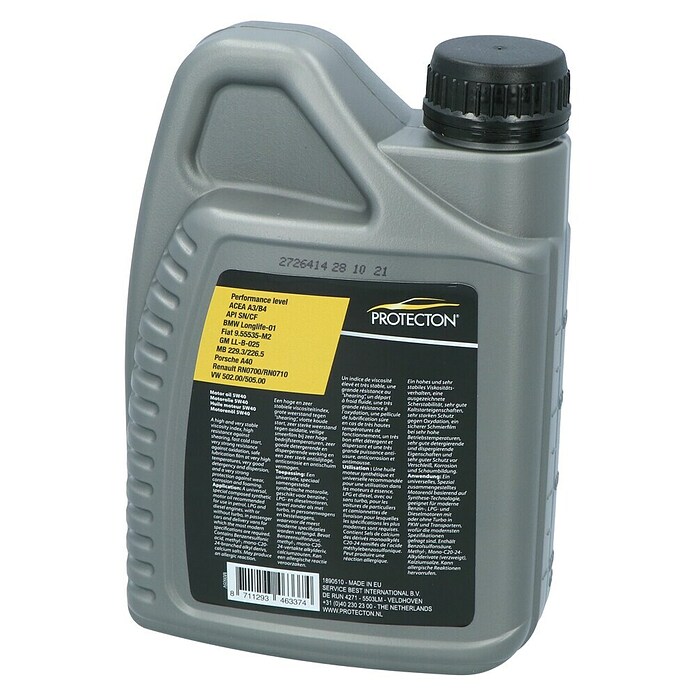 Protecton Motorolie voor benzine-/dieselmotoren 5W40 A3/B4 (1 l) | BAUHAUS