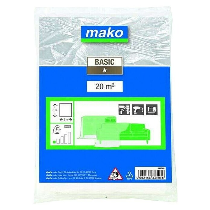 Mako Pokrivna folija Basic  (D x V: 20 x 4 m, HDPE plastika) | BAUHAUS