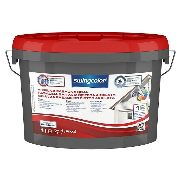 swingcolor Fasadna barva iz čistega akrilata  (Bela, 1 l, Mat, Razred 1) | 5896 - MIX Fassadenfarben | HADF - Farbmischanlage | HAD - Farben | HA - Farben | H - Innendeko/Farben | BAUHAUS