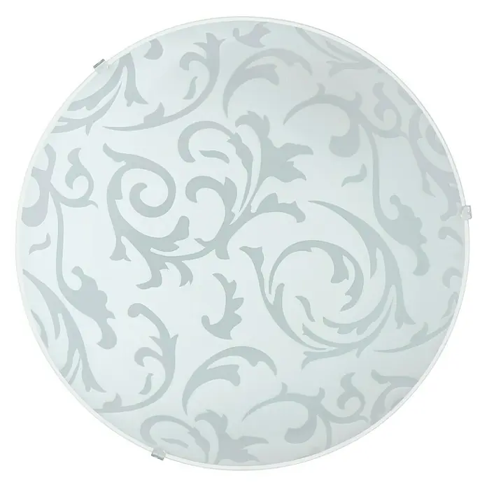 Eglo Plafón redondo Scalea - 60 W, Ø x Al: 31 x 10 cm, Blanco, E27 - Lámpara de techo redonda con pantalla de vidrio blanca estampada y un borde blanco simple para un ambiente moderno.