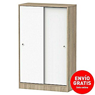 Muebles Pitarch Armario bajo (L x An x Al: 33 x 74 x 120 cm, Roble cambrian/Blanco, Puertas correderas)