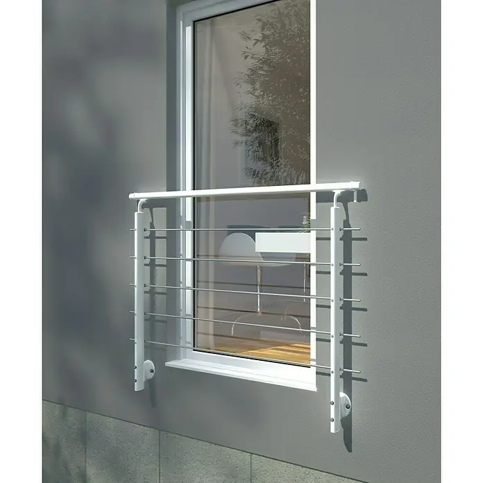 Solid Elements Fijación de pared Fran Sow 212 - Blanco, Barandilla - Ventana con barandilla. La barandilla moderna proporciona protección y seguridad frente a la ventana y sirve como anticaídas.