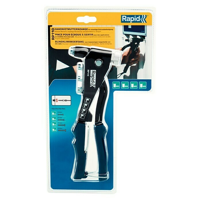 Rapid Alicates para tuercas ciegas RP 110 (Específico para: Tuercas con remache ciego, M3, M6)