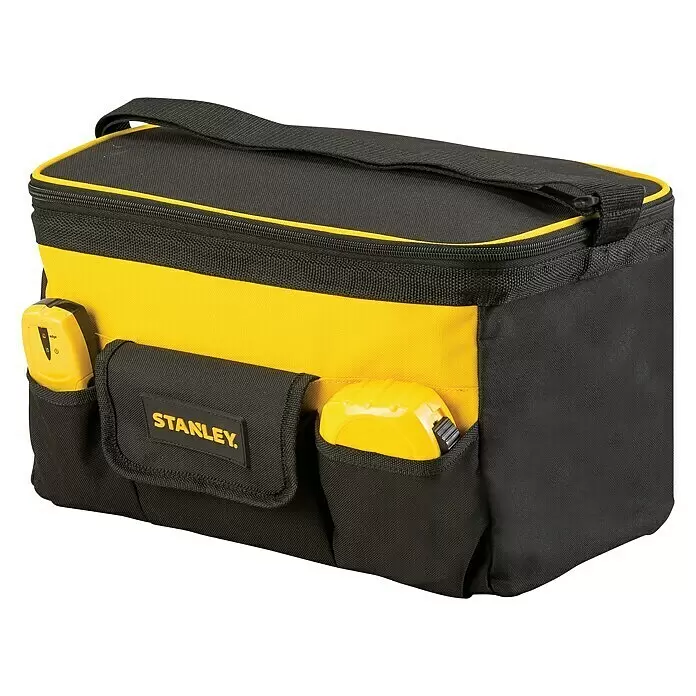 Stanley Bolsa para herramientas STS1- 73615 - Herramientas de mano, No incluye herramientas - Bolsa de herramientas Stanley negra y amarilla con dos herramientas en los bolsillos exteriores.