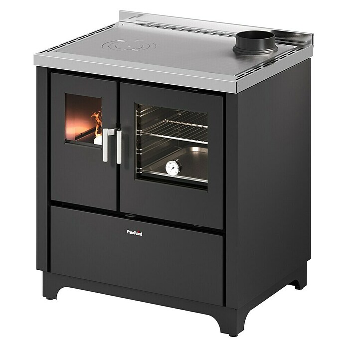 FreePoint Küchenherd Frida 80 (7,5 kW, Raumheizvermögen: 214 m³, Schwarz) | BAUHAUS