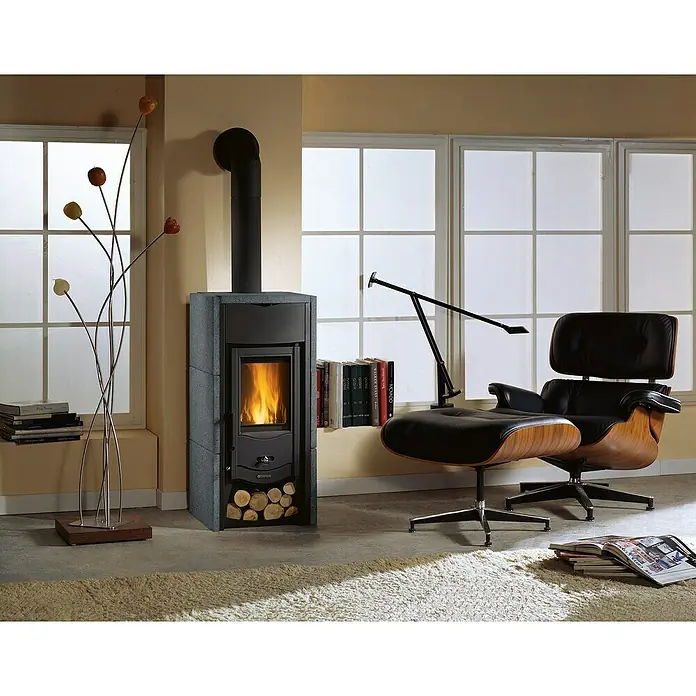 La Nordica Kaminofen Asia BII - 6 kW, Raumheizvermögen: 172 m³, Grau - Der elegante Kaminofen mit Holzfach und stilvollem Design sorgt für eine gemütliche Atmosphäre in jedem Wohnraum.