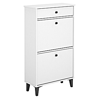 Meka Block Zapatero K-307 (L x An x Al: 25 x 61 x 110 cm, Blanco Soft, Número de compartimentos: 2 ud.)