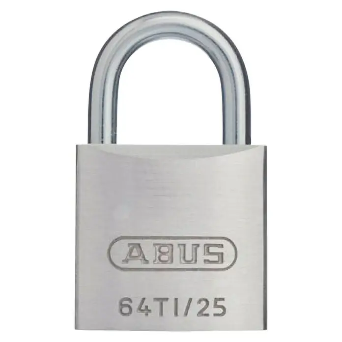 Abus Titalium Candado 64TI/25 - An x Al: 24,5 x 42 mm, Material estribo: Acero especial endurecido - Candado ABUS 64TI/25: Un candado robusto de color plateado para una protección fiable de sus objetos de valor.