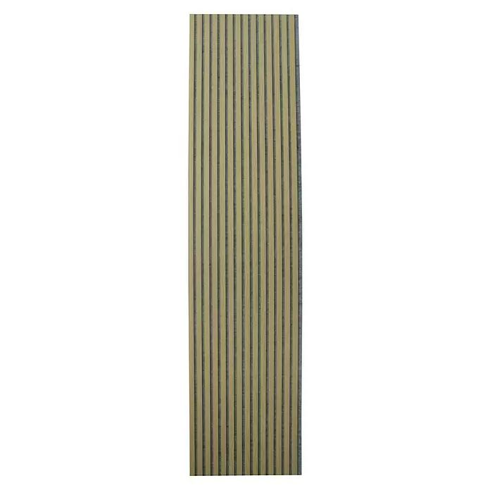 FN Neuhofer Akustikpaneel Acustico - Eiche natur foliert, L x B x S: 2.400 x 572,5 x 19 mm - Akustikwandpaneel aus hellen Holzlatten mit dunkelgrauem Filz.