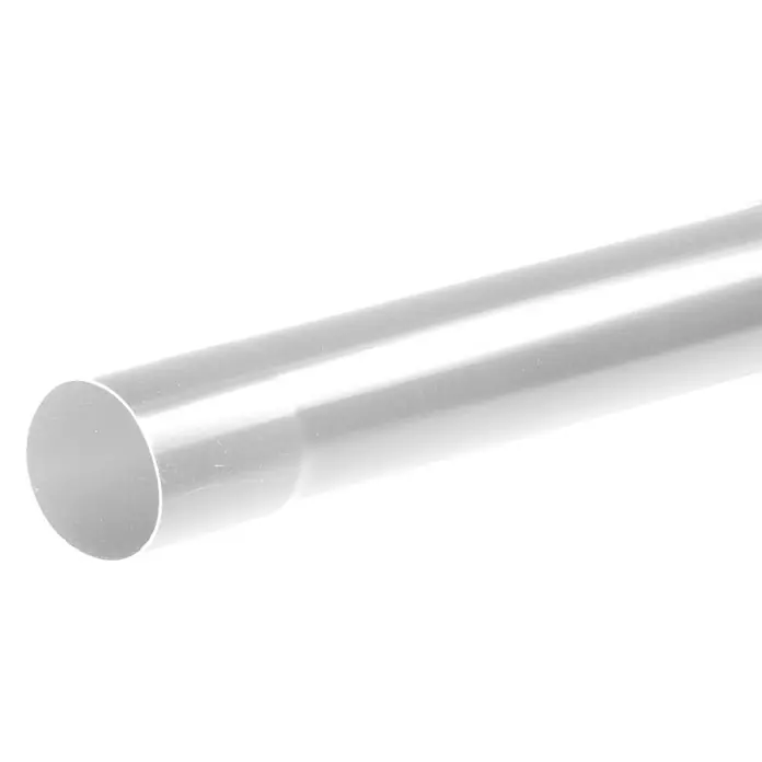 Dakota Tubo bajante 80 mm - Largo: 3 m, Blanco, 80 mm - Una imagen nítida de un tubo de plástico transparente, que muestra una estética limpia y moderna. Se destaca la elegancia del diseño del tubo.