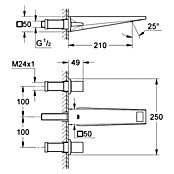 Grohe Allure Brilliant Waschtischarmatur (Wandmontage, 3 Stk., Chrom, Glänzend, Ausladung Armatur: 210 mm) | BAUHAUS