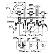 Grohe Atrio Wannenrandarmatur (Kreuzgriff, Supersteel, Matt)