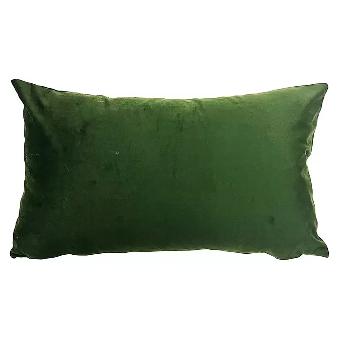 Kissen Franka - Mountain View, 50 x 30 cm, 100 % Polyester - Rechteckiges, dunkelgrünes Samtkissen.