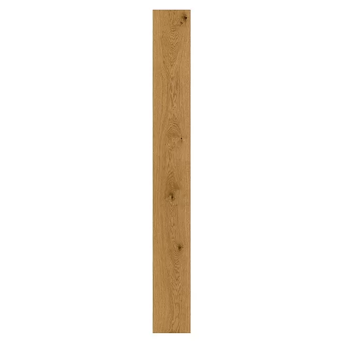 Parador Parkettmuster Basic 11.5 Rustikal Eiche - 200 x 233 x 11,5 mm, Landhausdiele - Hellbraunes Holzpaneel mit natürlicher Maserung und sichtbaren Ästen.