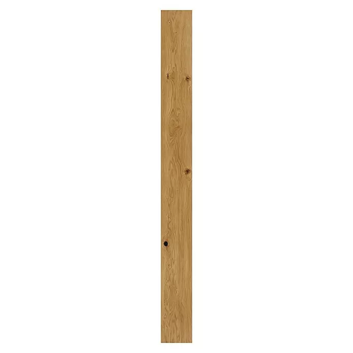 Parador Parkettmuster Classic 3060 Rustikal Eiche Soft Struktur - 200 x 185 x 13 mm, Landhausdiele - Helle, naturfarbene Eichenholzplatte mit ausgeprägter Maserung und mehreren dunklen Ästen.