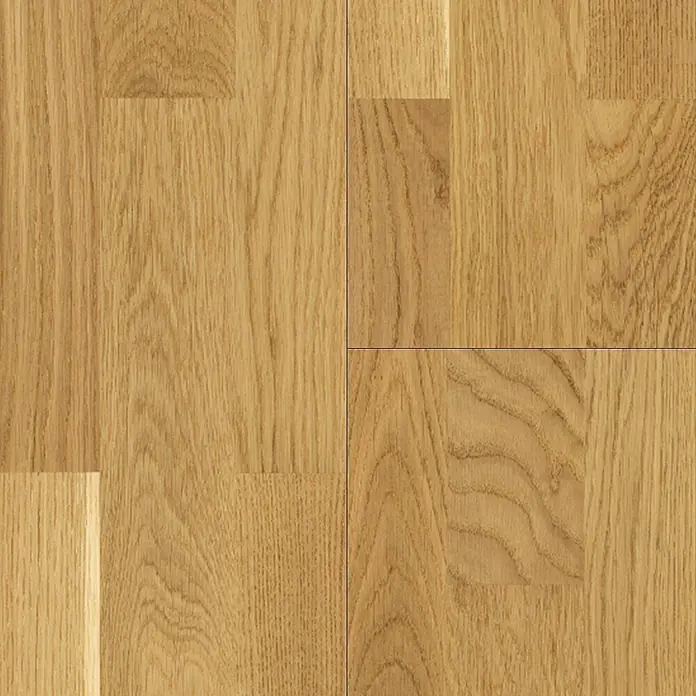 Parador Parkett Classic 3060 - Living Eiche, Schiffsboden, 2.200 x 185 x 13 mm - Nahaufnahme von einem Echtholzboden mit verschiedenen Holzmusterungen und warmen Farbtönen, der eine natürliche und einladende Atmosphäre schafft.