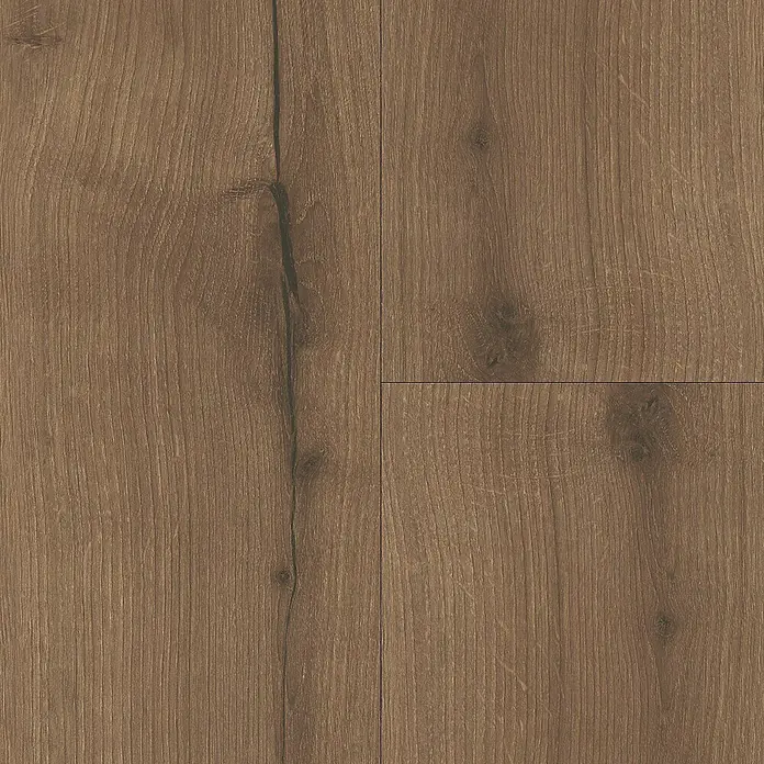 Parador Designbodenmuster Modular ONE Eiche Helios geräuchert - 200 x 194 x 8 mm, Landhausdiele - Nahaufnahme von braunem Laminatboden mit Holzmaserung und Fugen für ein realistisches Aussehen.