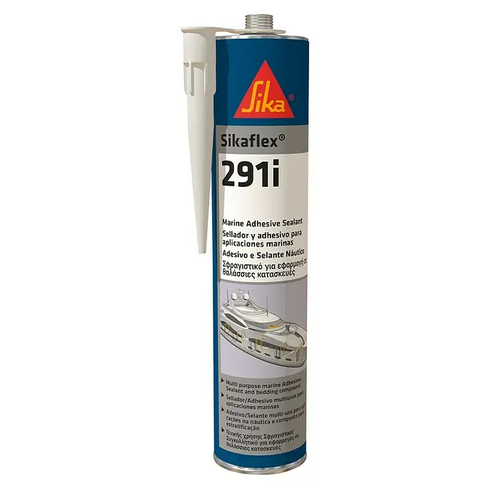 Sika Masilla selladora Sikaflex®-291 - Blanco, 300 ml - Cartucho azul de sellador adhesivo marino Sikaflex 291i con aplicador blanco.