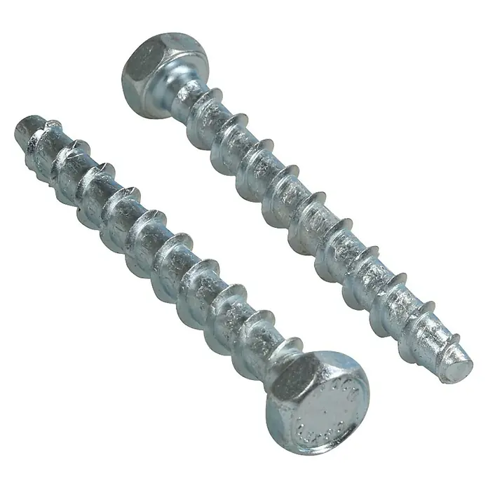 Profi Depot Tornillo combinado para hormigón - Diámetro: 10,5 mm, Largo: 80 mm, 25 ud. - Dos tornillos hexagonales galvanizados para madera con rosca gruesa, ideales para conexiones robustas en madera interiores y exteriores.