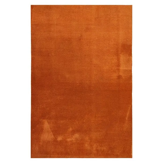 Alfombra de pelo corto Toscana - Teja, 110 x 60 cm, 100% Poliéster, Antideslizante - Un elegante producto de alfombra de color sólido que aporta calidez y estilo a cualquier habitación, con una textura rica y uniforme.
