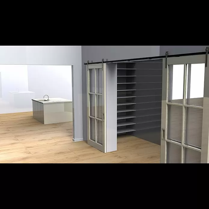 HBS Betz Schiebetürbeschlag - 185 cm, Traglast: 80 kg, Einsatzbereich: Zimmerschiebetüren - Tutorial HBS Betz DIY Beschlag Design -schwarz- bis 80kg