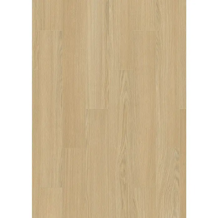 Laminado Roble Linen Sheridan - 1.285 x 192 x 7 mm, Roble Linen Sheridan, AC5 - Vista de un suelo de madera clara, que ofrece una estética natural y cálida para cualquier estancia. La veta de la madera es bien visible.