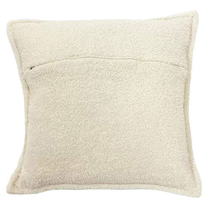 Kissen Teddy - Tofu, 45 x 45 cm, 100 % Polyester - Cremefarbenes flauschiges quadratisches Kissen mit Reißverschluss.