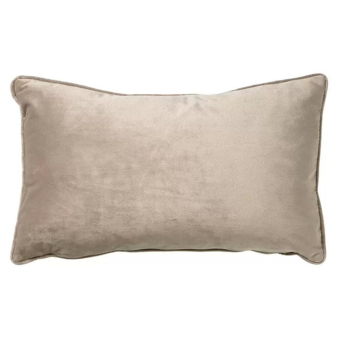 Kissen Finn - Pumice Stone, 50 x 30 cm, 100 % Polyester - Rechteckiges beiges Kissen aus weichem, samtigem Stoff.