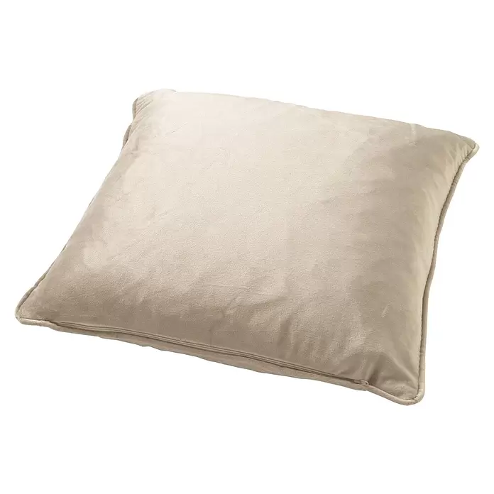 Kissen Finn - Pumice Stone, 45 x 45 cm, 100 % Polyester - Helles beiges rechteckiges Kissen mit weichem Stoff und Reißverschluss.