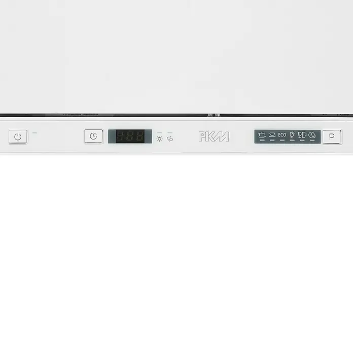 PKM Einbaugeschirrspüler GS6 6FI2 - Breite: 55 cm, Anzahl Maßgedecke: 6 Stk., Vollintegriert - Nahaufnahme der Bedienelemente eines PKM Geschirrspülers mit Display und Programmtasten.