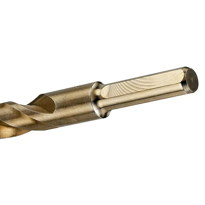 DeWalt Broca para metal DT4908-QZ - 1 ud., Diámetro de la broca: 6 mm - Primer plano de una broca helicoidal dorada con un vástago hexagonal.