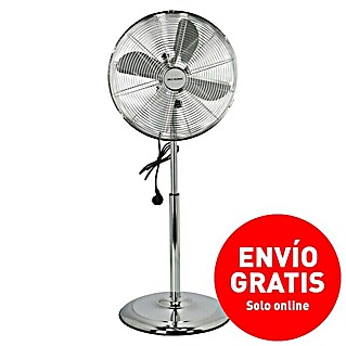 PR Klima Ventilador de pie Retro (Plateado, Diámetro: 44 cm, Altura: 114 cm)