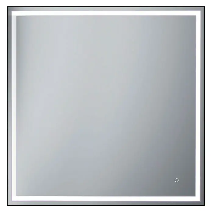 Camargue Espejo con luz Lisbeth - 80 x 80 cm, Sensor, Negro - Espejo cuadrado iluminado con un diseño elegante y una suave iluminación LED integrada, creando un ambiente de baño moderno.