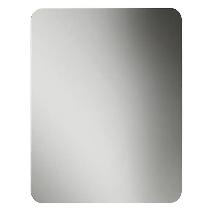 Camargue Espejo con luz Celia - 60 x 80 cm - Elegante espejo de baño LED cuadrado con esquinas redondeadas y marco blanco para un diseño de baño moderno.