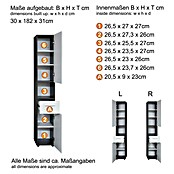 Trendteam Line Hochschrank (30 x 31 x 182 cm, Sardegna Silber/Weiß) | BAUHAUS