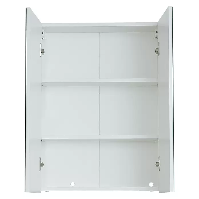 Trendteam Skin Spiegelschrank - B x H: 60 x 67 cm, Ohne Beleuchtung, Holz, Weiß - Offener weißer Wandschrank mit zwei Innenablagen.
