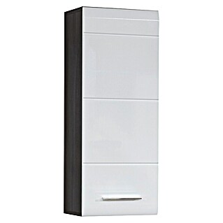 Trendteam Line Hängeschrank (30 x 24 x 77 cm, Sardegna Silber/Weiß)