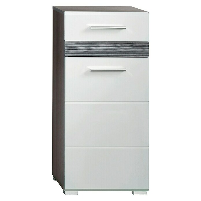Trendteam Set-One Bad-Beistellschrank (B x T x H: 37 x 31 x 80 cm, Sardegna Silber/Weiß) | BAUHAUS