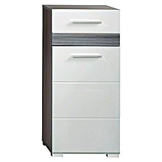 Trendteam Set-One Bad-Beistellschrank (B x T x H: 37 x 31 x 80 cm, Sardegna Silber/Weiß)