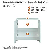 Trendteam Skin Waschtischunterschrank (60 x 31 x 56 cm, Weiß, Glänzend) | BAUHAUS