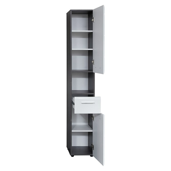 Trendteam Line Hochschrank (30 x 31 x 182 cm, Sardegna Silber/Weiß) | BAUHAUS