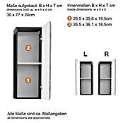 Trendteam Line Hängeschrank (30 x 24 x 77 cm, Sardegna Silber/Weiß) | BAUHAUS