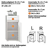 Trendteam Set-One Unterschrank (37 x 31 x 80 cm, Sardegna Silber/Weiß) | BAUHAUS