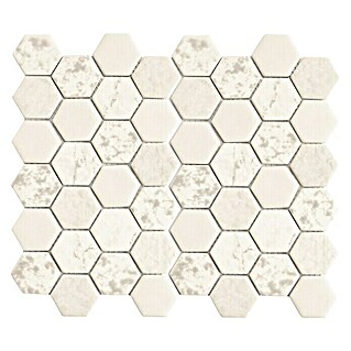 Baldosa de mosaico Hexagon (30,1 x 30,1 cm, Blanco Carrara)