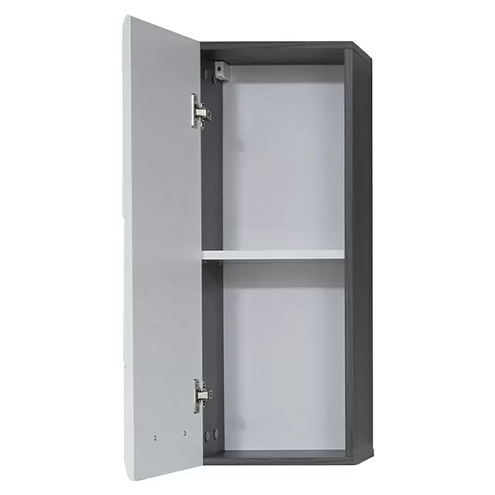 Trendteam Line Hängeschrank - 30 x 24 x 77 cm, Sardegna Silber/Weiß - Offener Wandschrank mit hellgrauer Tür und dunkelgrauem Rahmen, mit verstellbarem Einlegeboden.
