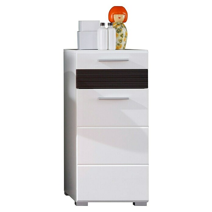 Trendteam Mezzo Bad-Beistellschrank (B x T x H: 37 x 31 x 79 cm, Weiß/Melinga Dark Oak) | BAUHAUS